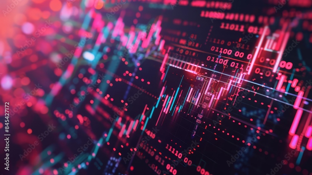 Abstract financial data graph overlay with vibrant colors, showcasing stock market trends and digital analysis concepts. Abstract financial data graph overlay with vibrant colors, showcasing stock market trends and digital analysis concepts.