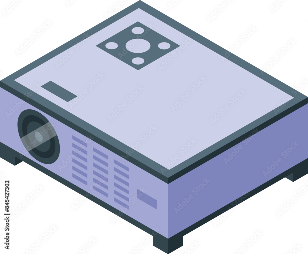 Modern digital video projector standing on a table in isometric view Modern digital video projector standing on a table in isometric view