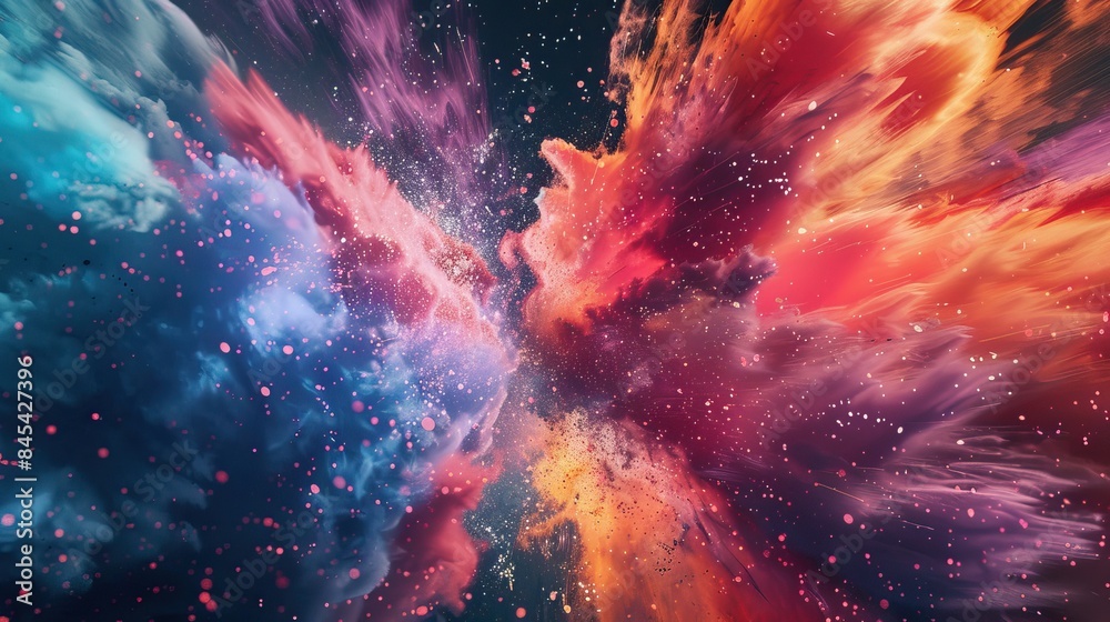 Vibrant Explosion of Colorful Powder in Abstract Art Composition Vibrant Explosion of Colorful Powder in Abstract Art Composition