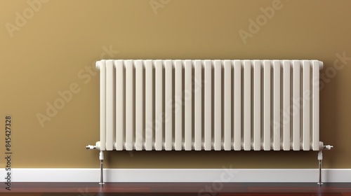 Wallpaper Mural Modern White Radiator on Warm Brown Wall with Wooden Floor in Minimalist Interior Torontodigital.ca