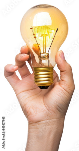 PNG Person holding light bulb lightbulb white background electricity. photo