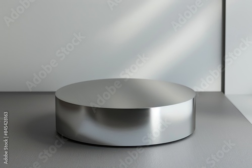 Premium Presentation Stand: Gleaming Silver Podium for Exclusive Events.