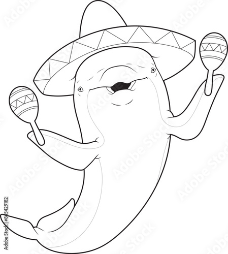 Dolphin Musician Maracas Music Animal Vector Graphic Art Illustration