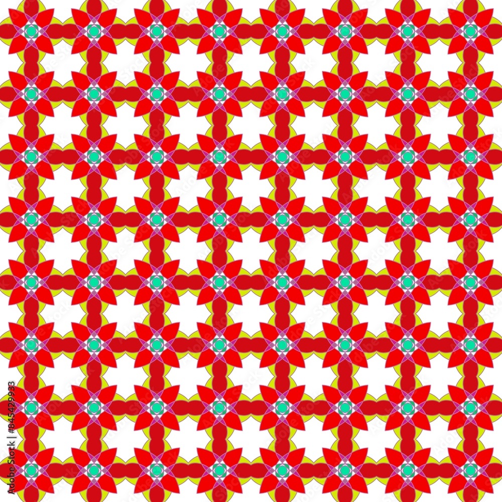 Picture of a bright red flower in a square shape. white background Picture of a bright red flower in a square shape. white background