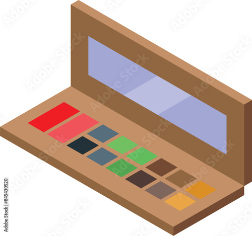 Eyeshadow palette with mirror showing colorful makeup for beauty routine