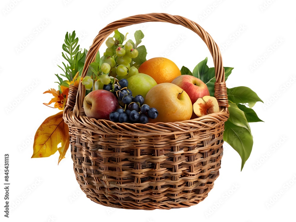 collection fruit and vegetable in basket on transparency background PNG. collection fruit and vegetable in basket on transparency background PNG.