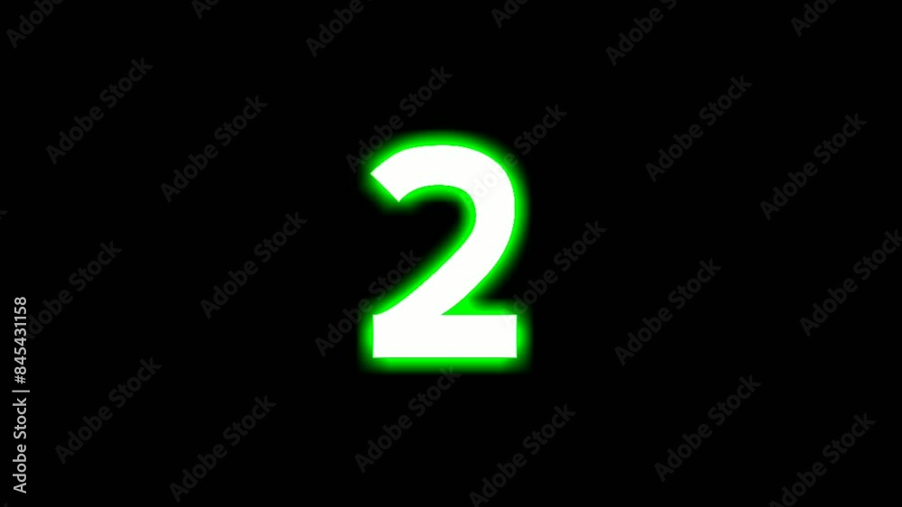Neon number 2 two sign symbol modern animation motion graphics flicking on black background,green color glowing and shining for video elements Neon number 2 two sign symbol modern animation motion graphics flicking on black background,green color glowing and shining for video elements