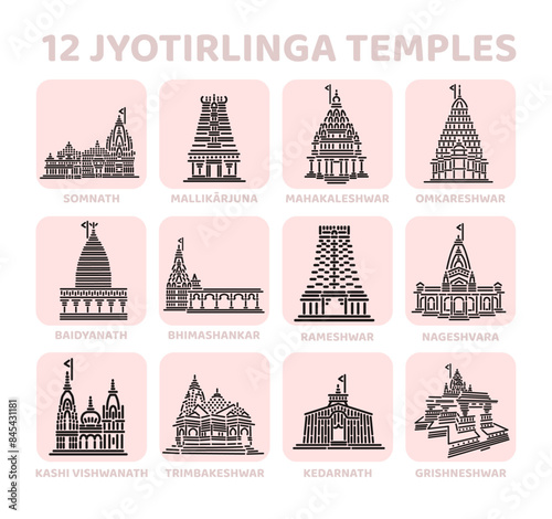 12 jyotirlinga temple icons