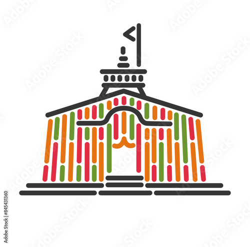 Kedarnath Temple illustration vector icon.