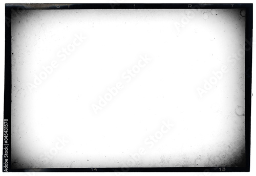 Obraz na płótnie Vintage photo film frame of an old camera with vignetting, dusts and splatters on transparent background, numbers and bezel on film.
w salonie