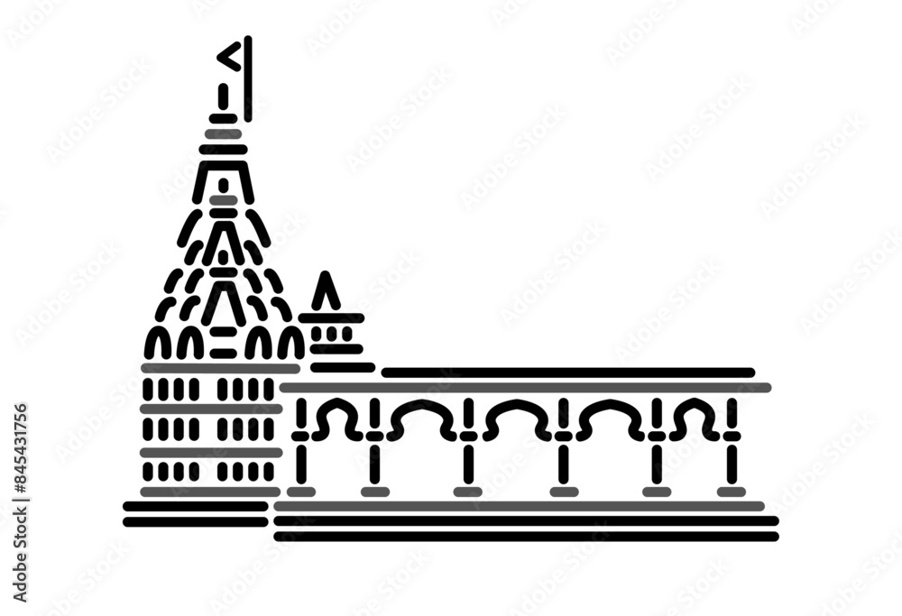 Obraz premium Bhimashankar Temple illustration vector icon.