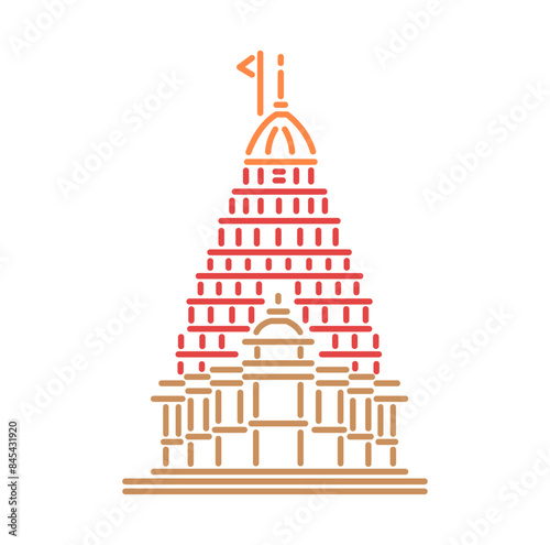 Omkareshwar Temple illustration vector icon.