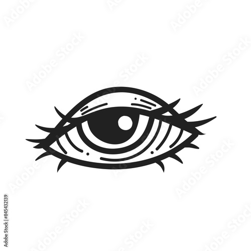 Evil eye. Eye of Providence. Lineart Vector illustration. Magic celestial witchcraft symbol. Masonic symbol. Hand drawn logo or emblem