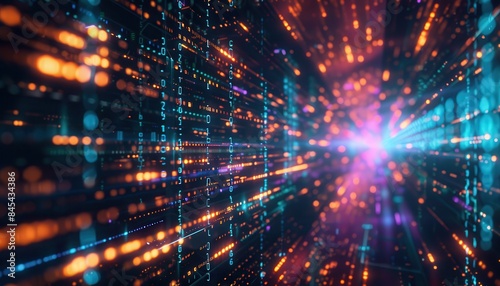 Wallpaper Mural Binary code. Blue and orange color. Technology background. Torontodigital.ca