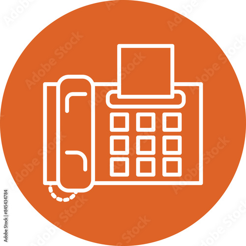 Fax machine line circle icon