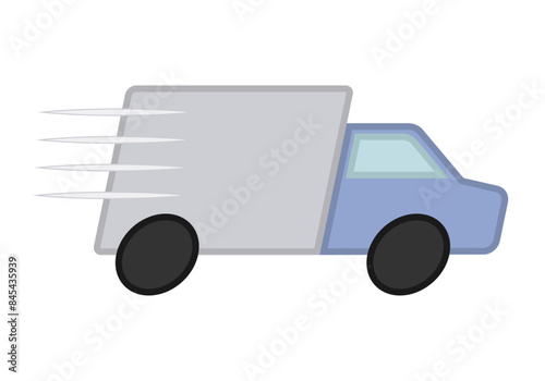 Camión de transporte rápido en fondo blanco.