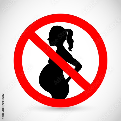 Forbidden for women during pregnancy - red vector sign