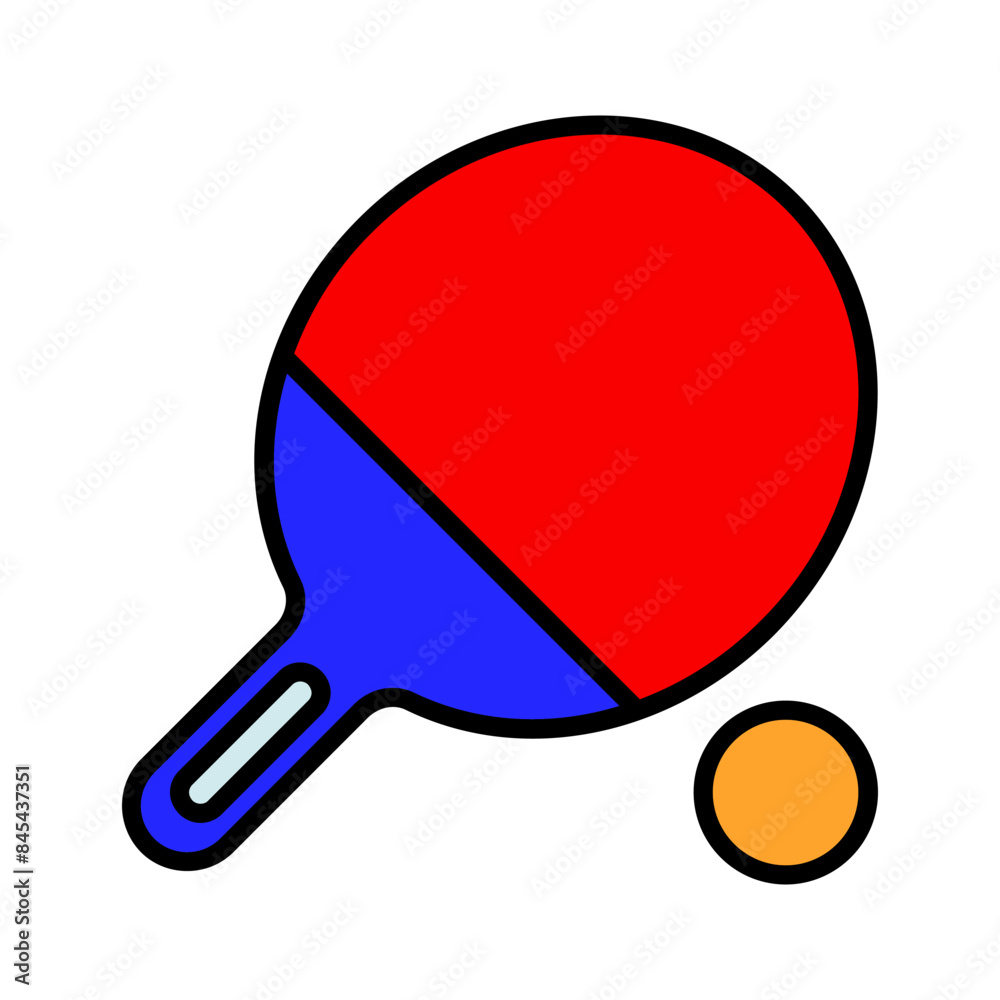 Table tennis set icon. Red and blue paddle, orange ball, sports equipment, game, competition, recreation, indoor activity, athletic. Table tennis set icon. Red and blue paddle, orange ball, sports equipment, game, competition, recreation, indoor activity, athletic.