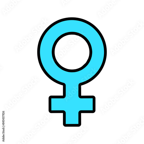 Female symbol icon. Blue female sign, gender, women, feminism, identity, sex, equality, gender symbol, female.