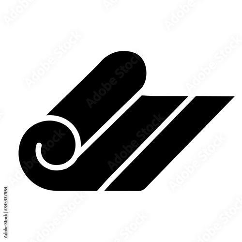 Yoga mat icon. Green yoga mat, rolled, fitness, exercise, gym, workout, stretching, equipment, wellness, sports.