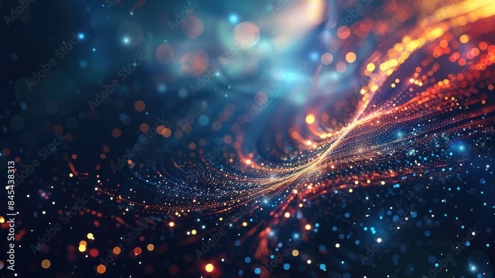 Abstract digital art showcasing dynamic blend of colorful light trails ...