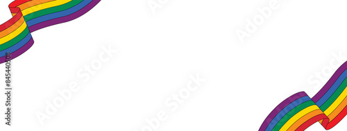 Wavy rainbow flag corner design background decoration, PNG file no background