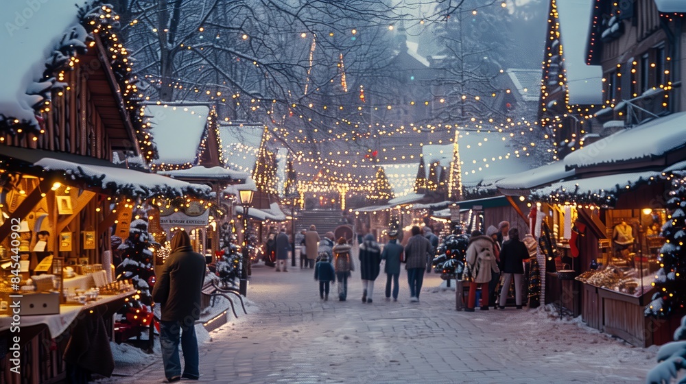 Fototapeta premium Christmas market at Cathedral Square, origins of X-mas fair. Christmas market in Europe, cozy festive mood