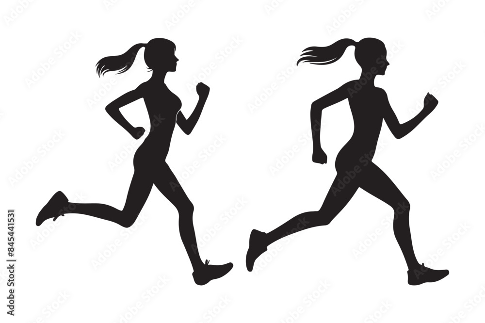 Fototapeta premium Workout woman vector art set.