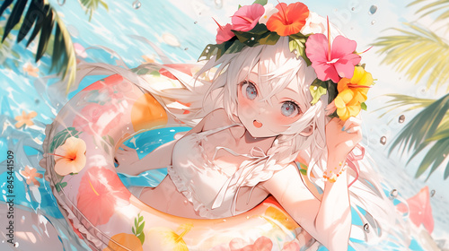 Beautiful woman enjoying the summer sea.