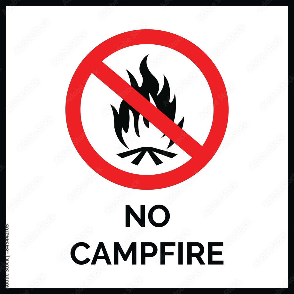 Obraz premium No campfire sign vector illustration