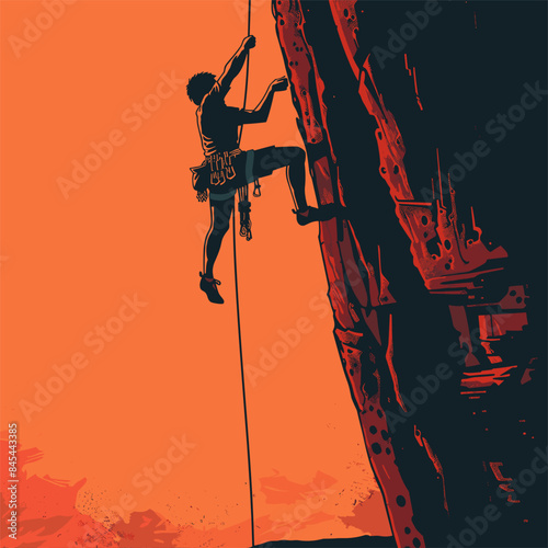 vector rock climber climbing a mountain .Generative AI