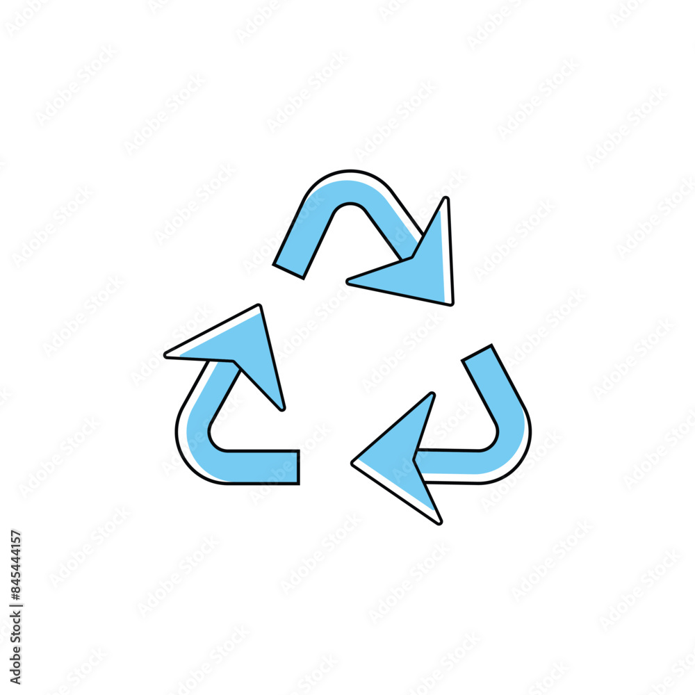 Recycle, reuse vector line symbol in circle. Rotation blue arrows on white background. Flat green pictogram. Recycle, reuse vector line symbol in circle. Rotation blue arrows on white background. Flat green pictogram.