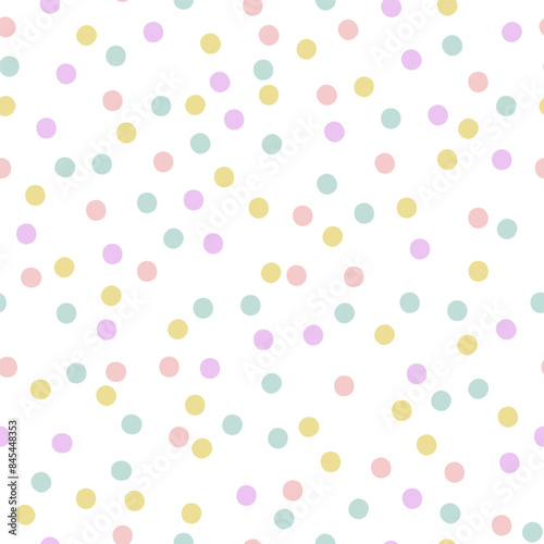Seamless pattern with abstract elements, birthday party celebration, fun colorful abstract repeating background print, confetti
