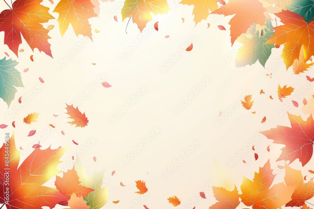 秋の水彩リーフフレーム 背景	
