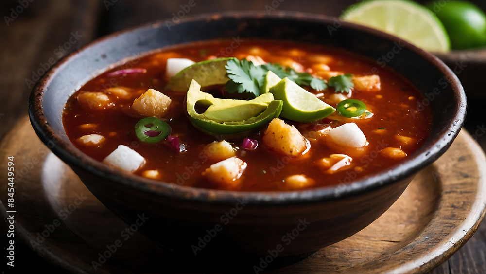 Authentic Mondongo Soup Close Up A Bowl On Wooden Table Authentic Mondongo Soup Close Up A Bowl On Wooden Table