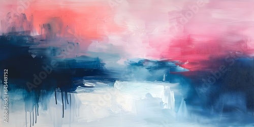 Pink, Blue, and White Abstract Acrylic Painting on Canvas. Concept Abstract Art, Acrylic Painting, Colorful, Canvas, DIY Home Decor © Anastasiia