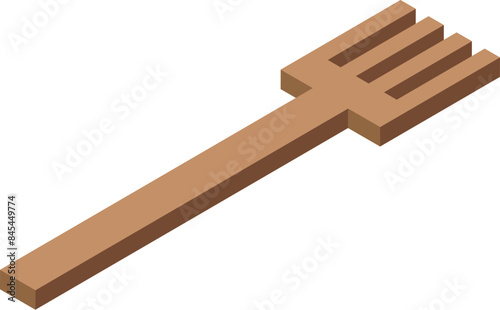 Wooden kitchen spatula lying on white background isometric illustration