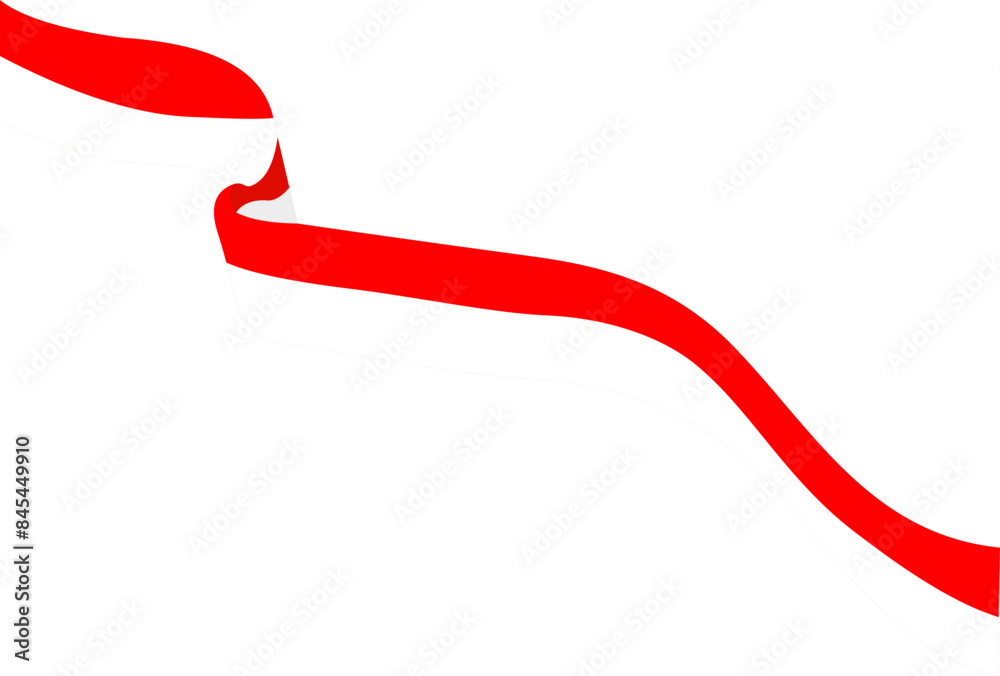 Wave of Indonesian Flag Ribbon