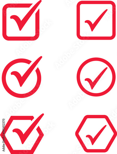 Red check mark icons set vector