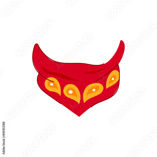 red handkerchief wild west cartoon. bandit neck, kerchief knot, mask band red handkerchief wild west sign. isolated symbol vector illustration