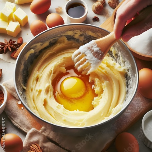 Mix together the butter and sugar until smooth.