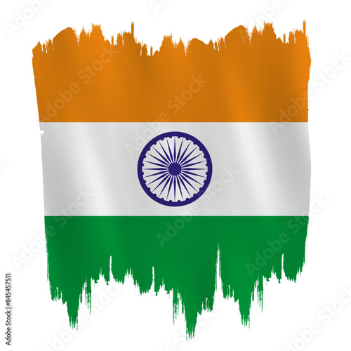 India flag on brush paint stroke.
