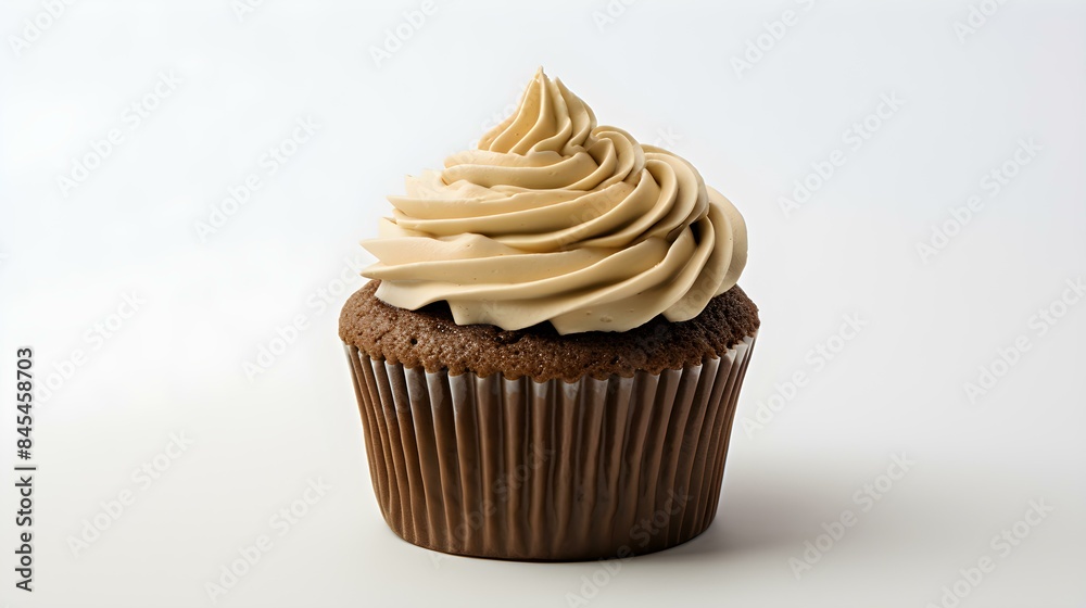 Khaki Cupcake on a white Background with Copy Space Khaki Cupcake on a white Background with Copy Space