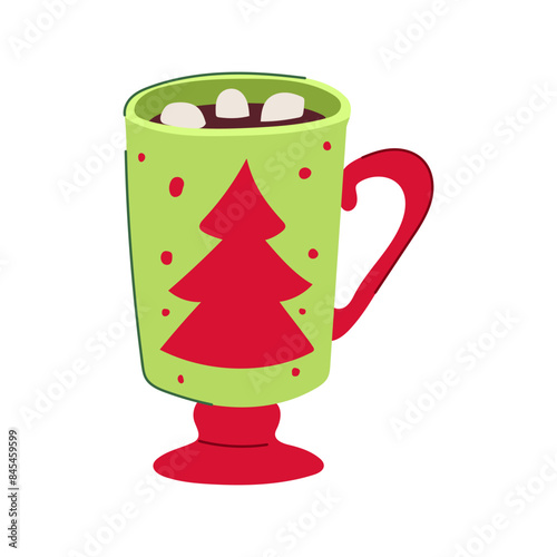 cream marshmallow cup cartoon. beverage sweet, christmas tea, glass fall cream marshmallow cup sign. isolated symbol vector illustration
