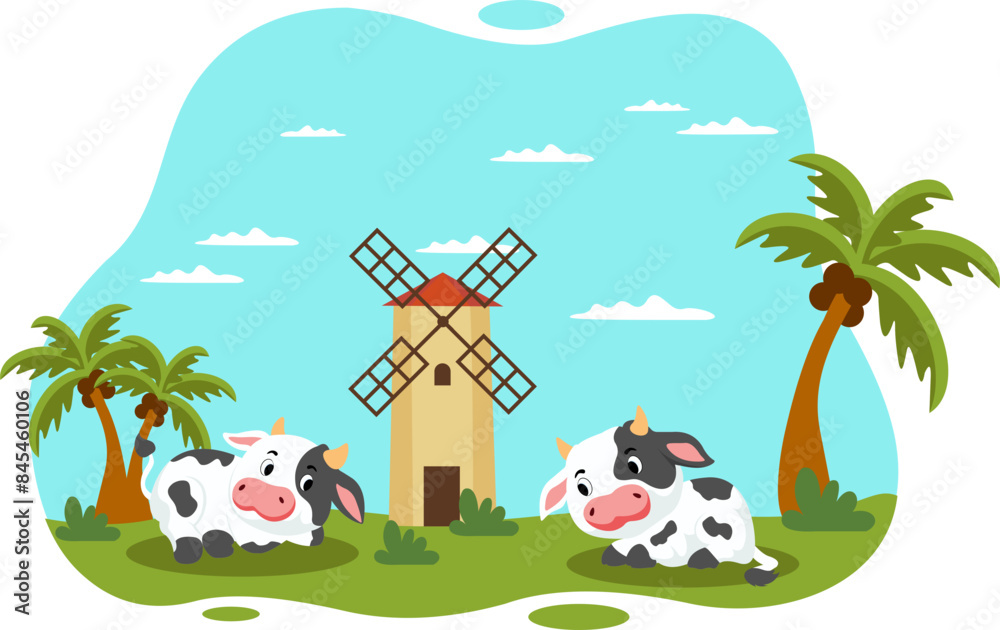 Illustration of Cow With a View Illustration of Cow With a View