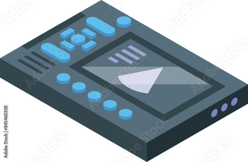 Electronic music device showing sound wave on screen, professional audio equipment