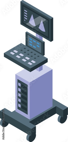 Modern ultrasound machine with a screen displaying ultrasound images, an essential tool for medical diagnosis