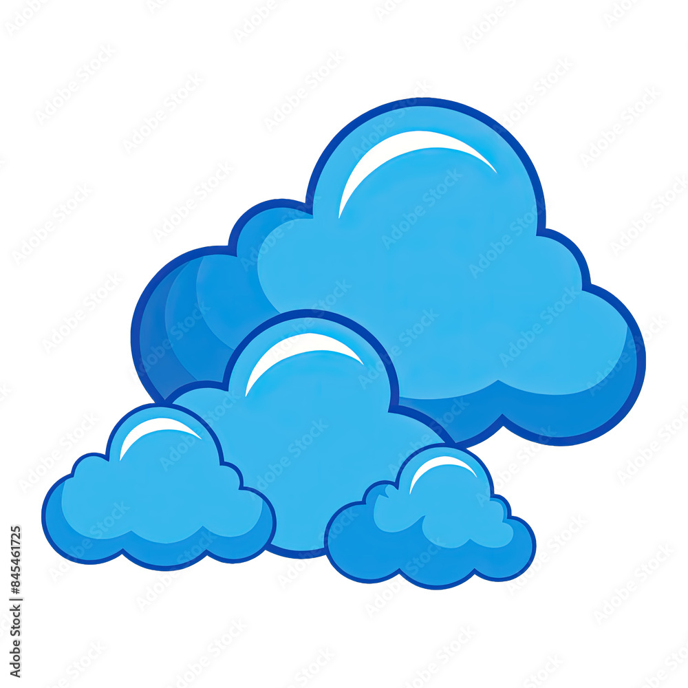 A digital illustration of four blue clouds isolated on a white background. Generative AI A digital illustration of four blue clouds isolated on a white background. Generative AI