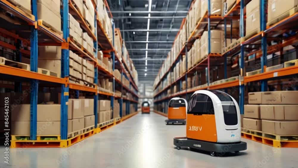 Future Technology 3D Concept Automated Retail Warehouse AGV Robots with ...