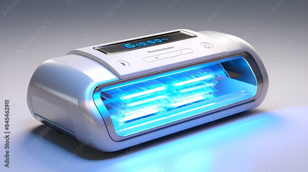 A digital lamp emitting a soothing blue light, A digital lamp emitting a soothing blue light,